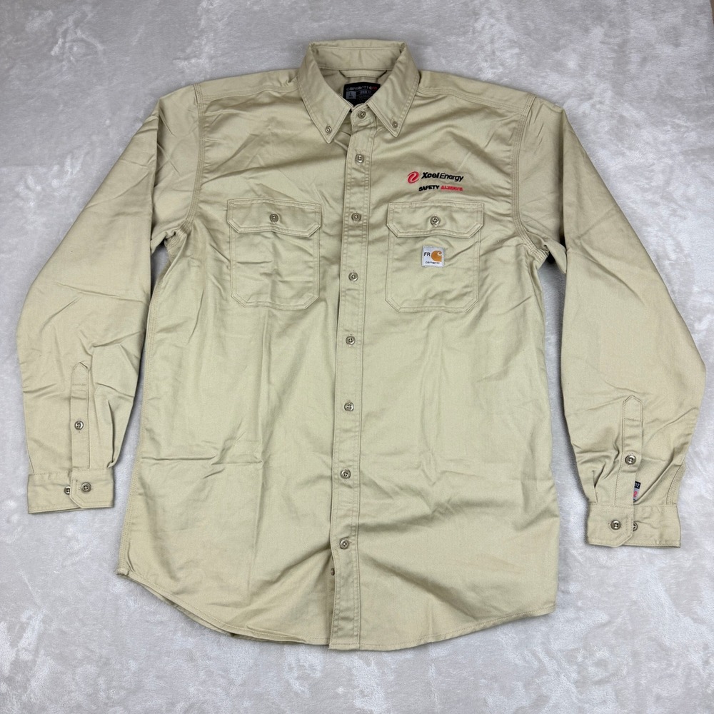 Carhartt Flame Resistant Shirt Mens L Tall Khaki Loose FR CAT2 Utility Work NWOT